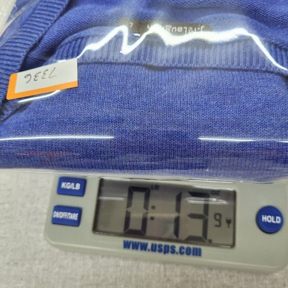 J McLaughlin‎ Sweater Mens L Classic Preppy Golf V-Neck Teacher Long Sleeve Blue - Picture 10 of 10